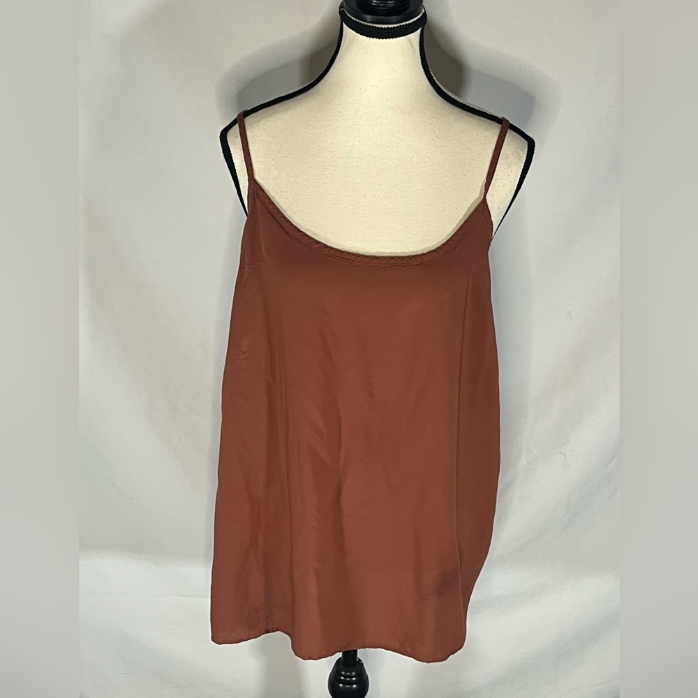 Free People Adella Rust Brown Adjustable Straps Cami Tank Top Medium